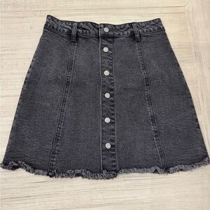 Charcoal A-Line Denim Button Up Skirt